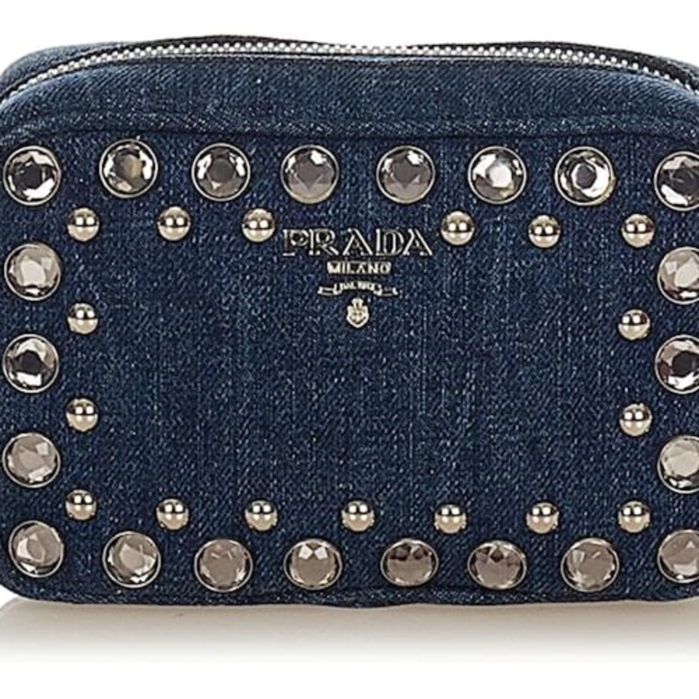 Prada Blue Crossbody Bag with Silver Accents